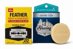 20 Feather Hi-stainless Platinum Coated Double Edge Razor Blades & Shaving Soap. Fixed Price $24.99.