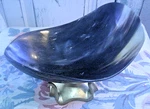 Vintage Water Buffalo Horn Pedestal Bowl Hand Carved & Polished Mid Century. Fixed Price $37.50.
