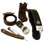 Zeepk Wood 6 Pc Barber Salon Straight Shaving Set, Razor, Blades, Stand. Fixed Price $74.99.