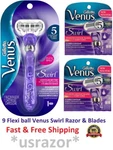 9 Gillette Venus Swirl Flexi Ball Razor Blades Cartridge Refills Flawless Shaver. Fixed Price $34.99.