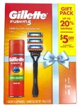 Gillette Fusion 5 Gift Pack Razor, Three Blade Cartridges & Shave Gel New. Fixed Price $19.99.