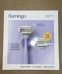 Flamingo Shave Kit Lilac Razor Handle With 13 Cartridges Shower Holder. Fixed Price $29.99.