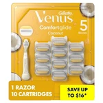 Venus Comfortglide Plus Olay Coconut Women's Razor Handle + 10 Blade Refills. Fixed Price $57.99.