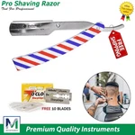 Professional Barber Hair Shaving Straight Edge Folding + 10 Blades. Fixed Price $10.42.