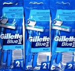 Gillette Blue Ii Plus Disposable (chromium) Lot Of 1 6 (2 Razors) Ea. *. Fixed Price $8.45.