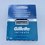 Gillette Intimate Pubic Hair Razor Cartridges, 4 Blade Refills. Fixed Price $9.95.