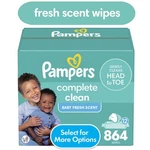 Pampers Complete Clean Baby Fresh Wipes 12-PACK 864. Fixed Price $30.51.