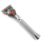 All Chrome Long Handle Razor With Flex Pivot Technology - 5 Blade Shaving System. Fixed Price $68.59.