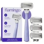 Flamingo Shaving Razor Set For Women - Original Handle, 4 Blade Refills. Fixed Price $22.75.