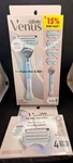 Gillette Venus Pubic Hair & Skin Razor W/ 4 Cartridges Plus Refill Pk. Fixed Price $21.99.