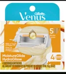 Gillette Venus Moistureglide Hydraglisse 5-BLADE Razor Refill Cartridges 4 Pack. Fixed Price $12.00.