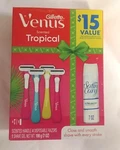 Gillette Venus Tropical Scent 4 Disposable Razors Satin Care Sensitive Shave Gel. Fixed Price $10.00.