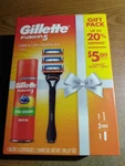 Gillette Fusion 5 Gift Pack Razor, Three Blade Cartridges & Shave Gel New. Fixed Price $15.00.