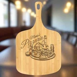 Personalized Pizza Serving Board With Handle, Bamboo Wood, 23.5" X 14.5". Fixed Price $44.99.