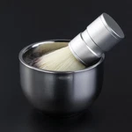 Shaving Bowl Metal Brush Set Kit For Men Heat Retaining Double Wall Mug Beard 2P. Fixed Price $24.99.