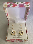 3 Pc Nanette Earring Set New Box Cubic Zirconia Sterling Silver Studs & Hoops. Fixed Price $14.99.