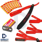 Professional Barber Hair Shaving Razor Straight Edge Folding Knife + 10 Blades. Fixed Price $11.17.