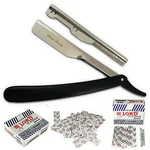 100 Blades + Classic Plastic Straight Edge Barber Razor Salon Shavette Black. Fixed Price $9.25.