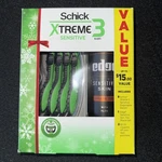 Schick XTREME3 Sensitive Disposable Razors - 8 Count With Edge 7OZ Shave Gel. Fixed Price $11.49.
