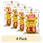 (4 Pack) Lay Original Sea Salt Kettle Cooked Potato Chips Bag, 8 Oz. Fixed Price $12.38.