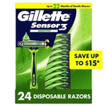 Gillette SENSOR3 Sensitive Men's Disposable Razor, 24 Ct.. Fixed Price $31.49.
