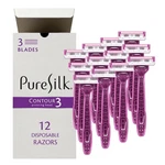 Pure Silk Contour Premium Disposable Razor Value Bundle (3 PACKS/12 Total. Fixed Price $24.53.