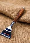 Men's Wet Shaving Fusion Razor Pure Wood Handle 5 Edge Blades Cartridge. Fixed Price $29.99.