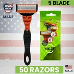 Made Usa 5-BLADE Disposable Razors Men Bulk 50-PACK Vaylor Shaving Trimmer. Fixed Price $198.95.