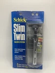 Vtg Schick Slim Twin Razor System 1990 Nos Shaver + 3 Cartridges, W/ Aloe New. Fixed Price $12.95.