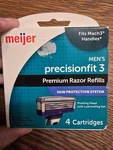 Meijer Men's Precisionfit 3 Premium Razor Refills - 4 Cartridges. Fixed Price $10.99.