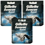 Gillette Sensor Excel Razor Blade 30 Cartridges (3 Packs Of 10) (free Shipping). Fixed Price $42.70.