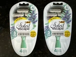New Bic Soleil Escape 4 Razors, 3 Blades Scented Lavender Eucalyptus (2 Pks). Fixed Price $18.85.