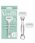 Gillette Venus Deluxe Women's Razor Handle + 5 Blade 2 Refills Sensitive Metal. Fixed Price $12.00.