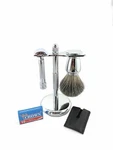 #34 Safety Razor With Stand, Head Sleeve 10 Double Edge Blades. Fixed Price $49.95.