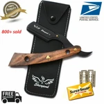 10 Blades + Professional Wood Barber Hair Shaving Razor Straight Folding. Fixed Price $11.11.