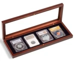 Certified Coin Slab Presentation Wood Box Case For 4 Ngc Pcgs Glass Lid Display. Fixed Price $48.10.