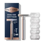 King C. Gillette Safety Razor Chrome Handle + 5 Platinum Double Edge Blades. Fixed Price $19.99.