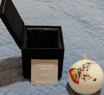 Bent Brush Art Handcrafted Hanging Christmas Ornament Round Butterfly White. Fixed Price $20.00.