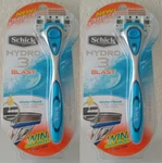 Schick Hydro 3 Blast Two Razors Four Cartridges Shaves With Skin Guards. Fixed Price $14.25.