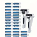24 Stainless Steel 6 Blades Shaving Disposable Razors With Handles For Men. Fixed Price $13.06.
