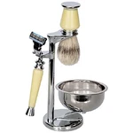 Kingsley, Faux Ivory & Chrome 5PC. Shave Set,fusion Razor Stand Bowl Brush Soap. Fixed Price $69.95.