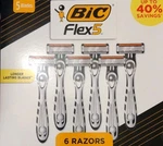 Bic FLEX5 (5-BLADE) Longer Lasting Flexible Blades Pack Of 6 New Box. Fixed Price $14.99.