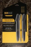 New Man Made Muliti Purpose Touch Up Razors 3 Pack Gray & Yellow Stainless Steel. Fixed Price $12.99.