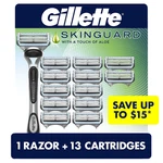 Gillette Skinguard Men's Razor Handle + 13 Blade Cartridges. Fixed Price $48.00.