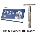 Stainless Steel Heavy Duty Double Edge Safety Razor For Men + 10 Shaving Blades. Fixed Price $22.99.