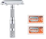 Merkur Travel Safety Razor With Bar And Leather Pouch #210 + 20 Blades. Fixed Price $49.99.