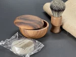 Wooden Shaving Badger Brush & Soap Bowl Lid Cover Set Oak. Fixed Price $35.95.