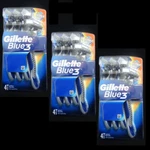 Packs Gillette Blue Pivot Head 3-BLADE Disposable (total 12 Razors). Fixed Price $18.95.
