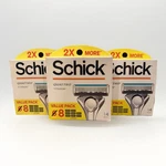 3 Packs: Schick Quattro Titanium 4 Blades 6 Cartridges Lubrication Strips Valpak. Fixed Price $32.99.