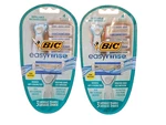 Lot Of 2 Bic Easy Rinse Anti-clog 4 Blade Razors 1 Handle 3 Refill Heads. Fixed Price $12.99.